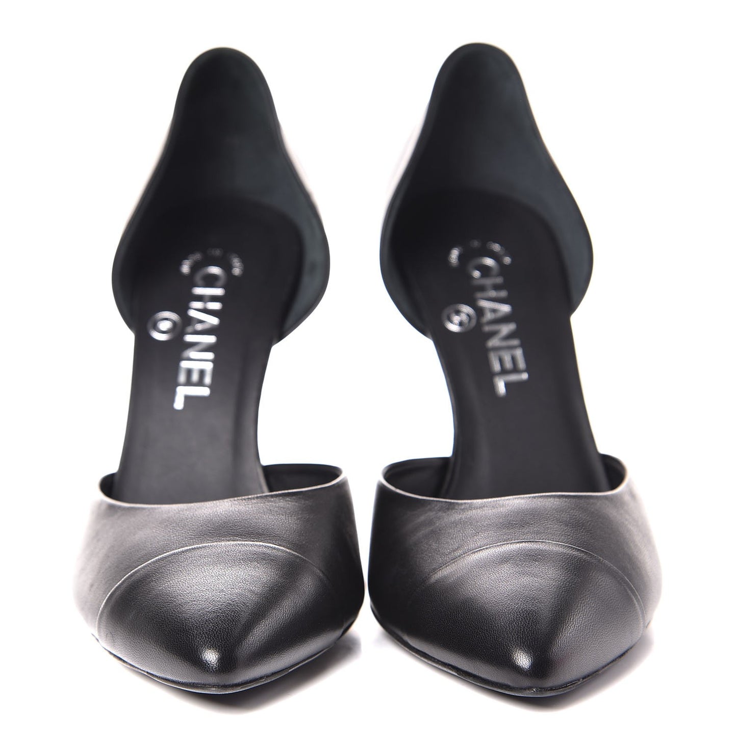 Lambskin Cap Toe d'Orsay Pumps 38 Black