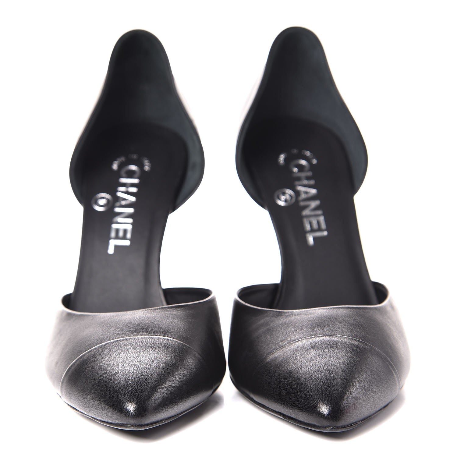 Chanel Lambskin Cap Toe d'Orsay Pumps 38 Black 2 of 9