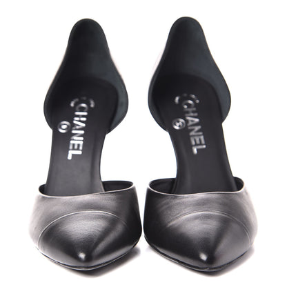 Chanel Lambskin Cap Toe d'Orsay Pumps 38 Black 2 of 9