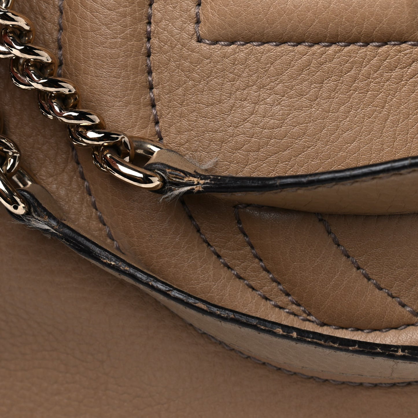 Pebbled Calfskin Large Soho Chain Shoulder Bag Nude