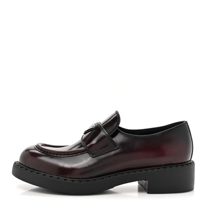 Prada Spazzolato Metal Triangle Logo 50mm Loafers 39.5 Cordovan 1 of 9