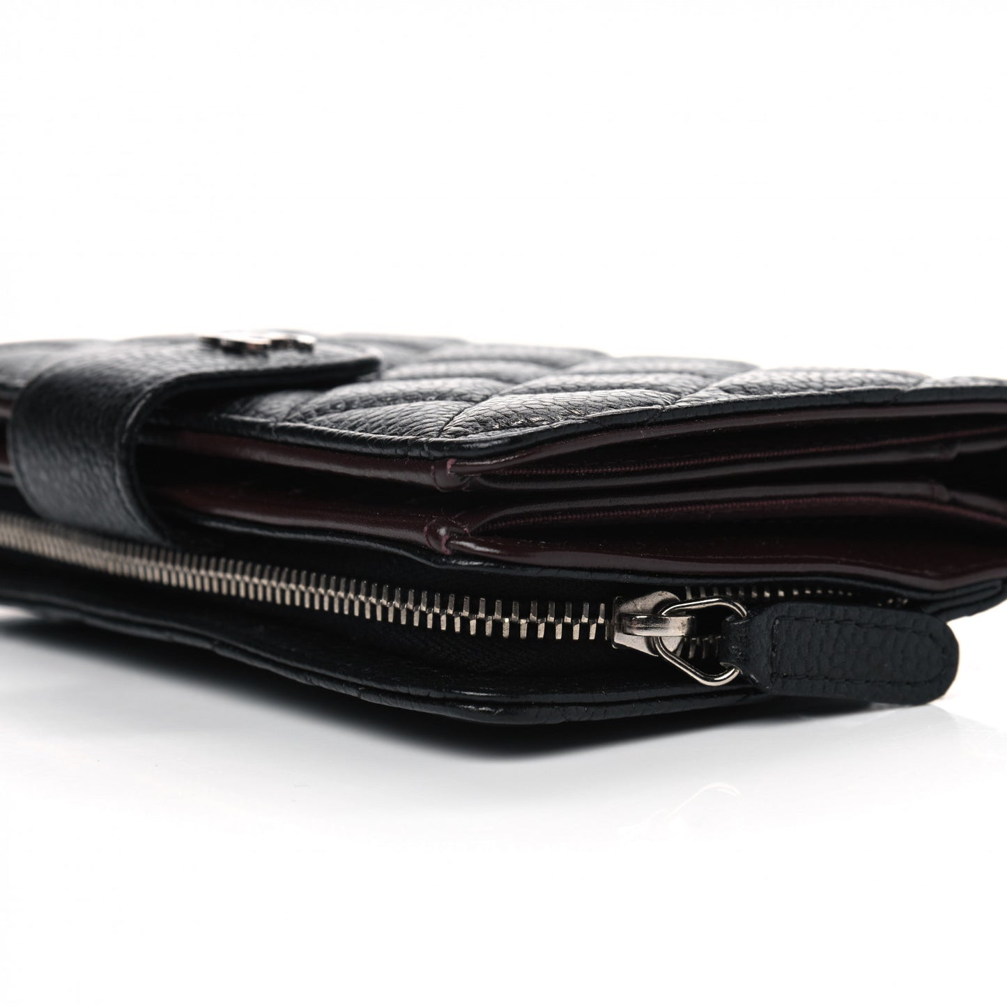Caviar Quilted Zipped Pocket Wallet Black