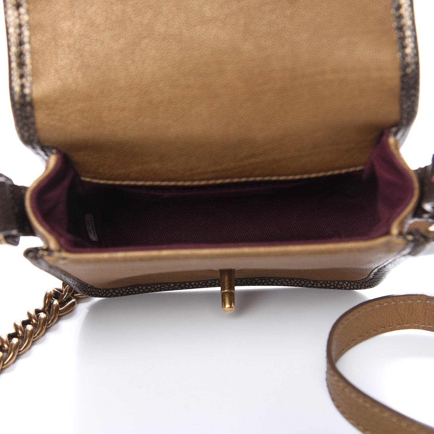 Chanel Iridescent Calfskin Back To School Mini Crossbody Flap Dark Gold 5 of 10