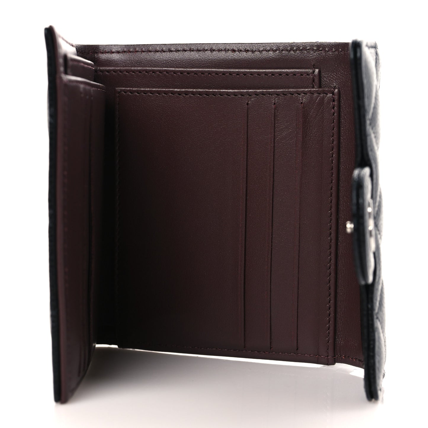 Caviar Quilted Compact Flap Wallet Black