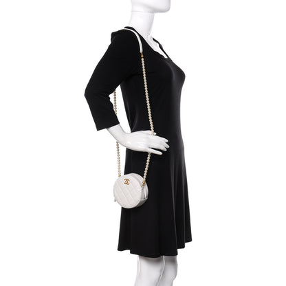 Chanel Calfskin Quilted About Pearls Round Clutch With Chain White 2 of 11