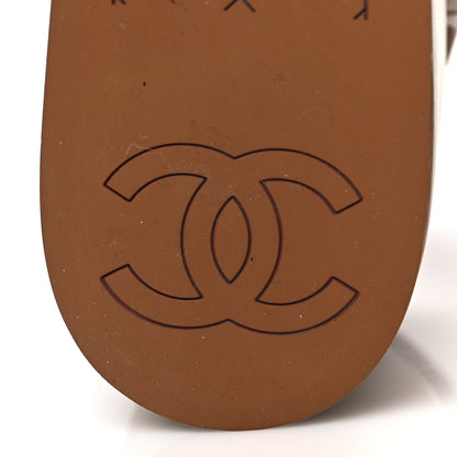Chanel Lambskin Quilted CC Platform Sandals 38 Beige 6 of 10