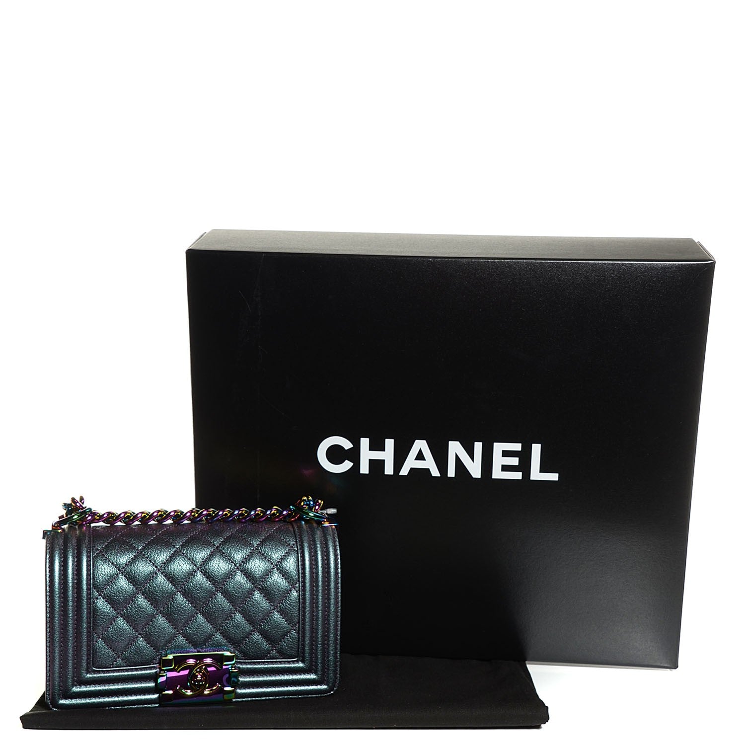 Chanel Iridescent Goatskin Quilted Small Boy with Iridescent Ruthenium Purple 5 of 9