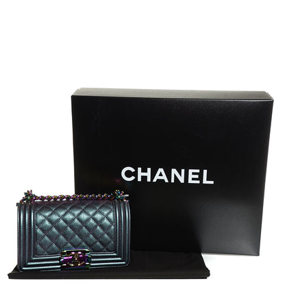 Chanel Iridescent Goatskin Quilted Small Boy with Iridescent Ruthenium Purple 5 of 9