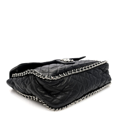 Chanel Washed Lambskin Quilted Maxi Chain Around Flap Black 4 of 10