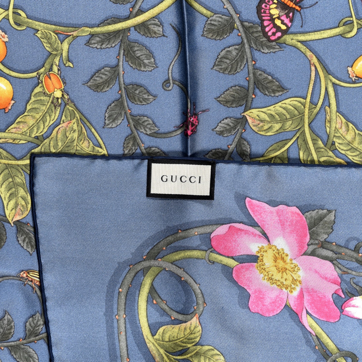 Gucci Silk Twill Flowerwebby Square Scarf Sky Blue 2 of 4