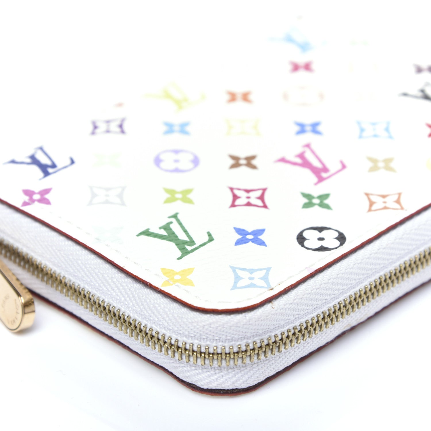 Louis Vuitton Monogram Multicolor Zippy Coin Purse Wallet White Litchi 5 of 9