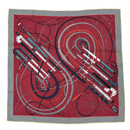 Hermes Silk Fouets et Badines Scarf 90 Bordeaux Vert Anthracite 1 of 4