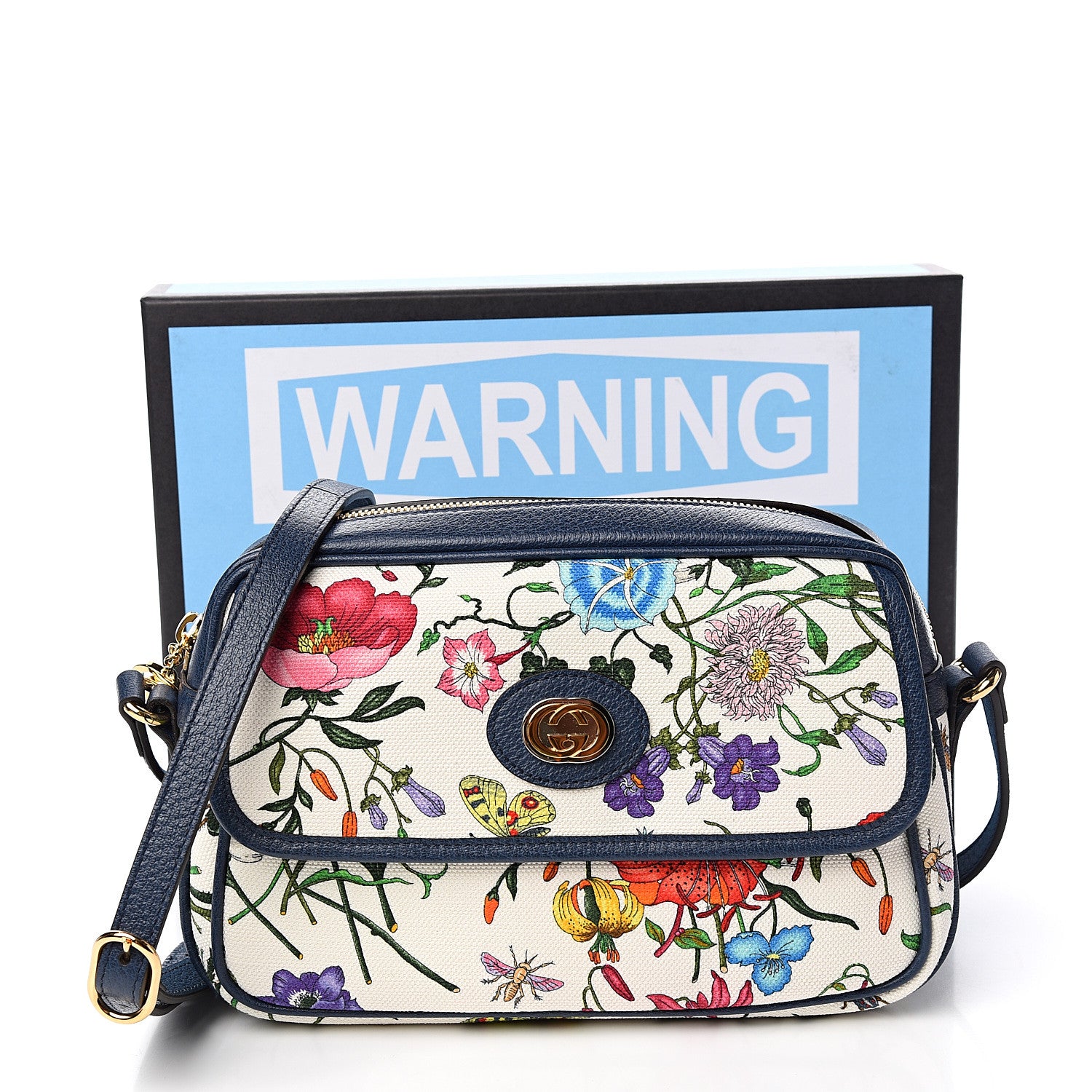 Gucci Canvas Flora Floral Shoulder Bag White Blue Agata Mulitcolor 10 of 10