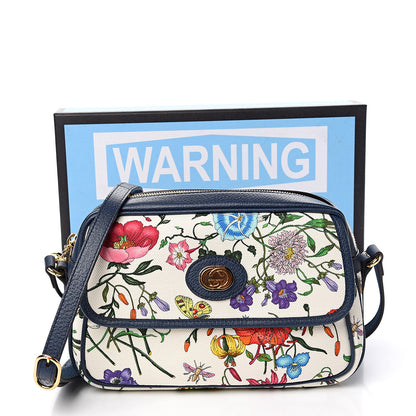 Gucci Canvas Flora Floral Shoulder Bag White Blue Agata Mulitcolor 10 of 10