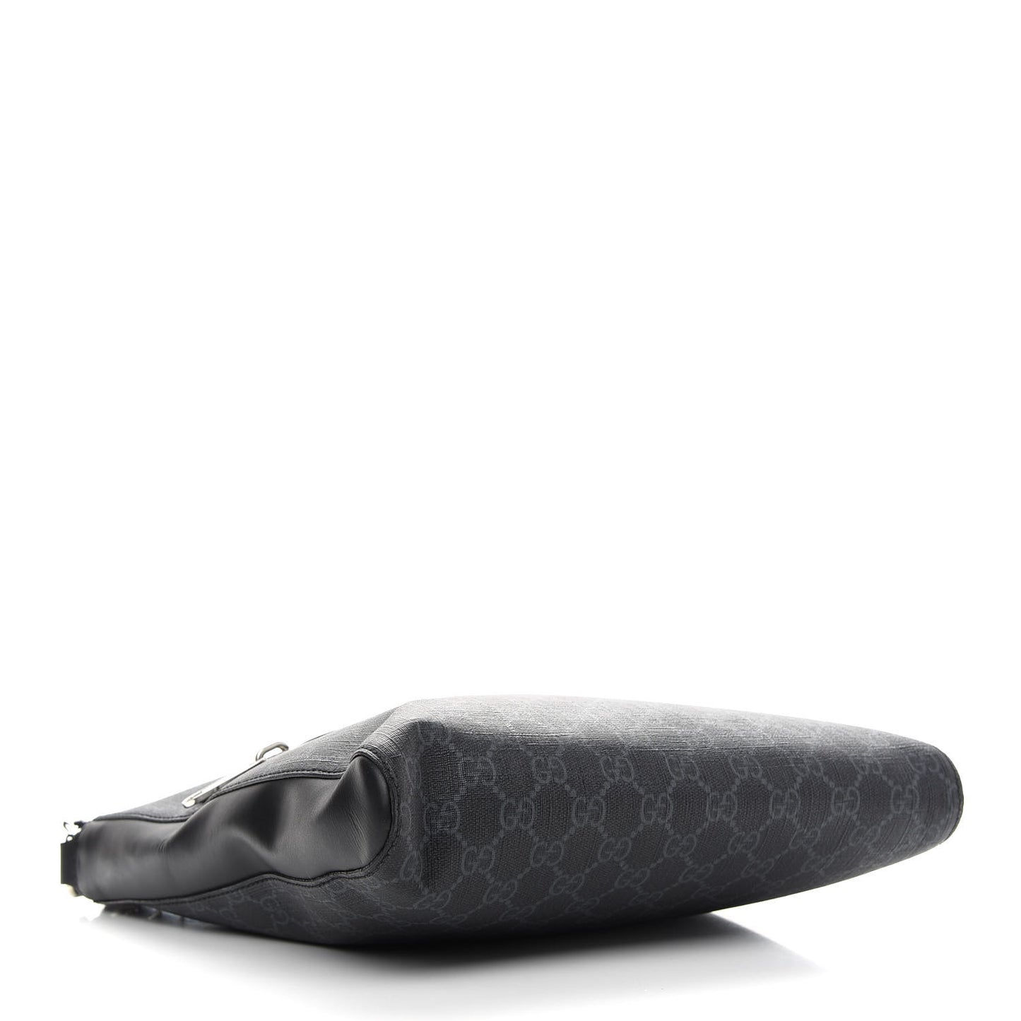GG Supreme Monogram Appia Calfskin Web Flat Messenger Bag Black Grey