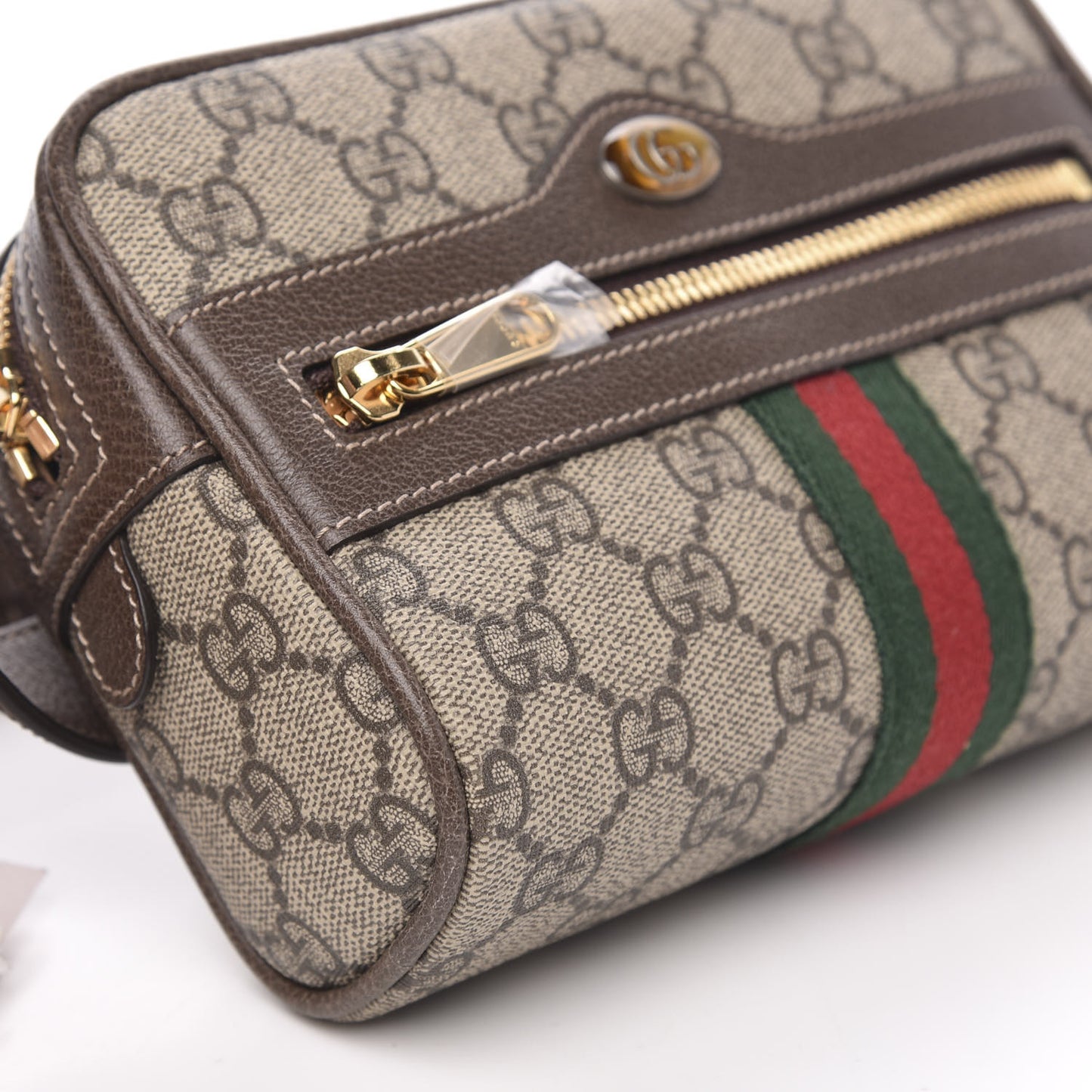 GG Supreme Monogram Web Small Ophidia Belt Bag 85 34 Dark Brown