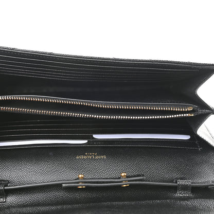 Saint Laurent Grain De Poudre Matelasse Chevron Monogram Chain Wallet Black 5 of 8