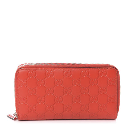 Gucci Guccissima Signature Zip Around Wallet Hibiscus Red 1 of 6