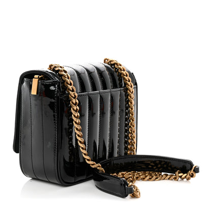 Saint Laurent Patent Calfskin Matelasse Monogram Small Vicky Chain Bag Black 3 of 10