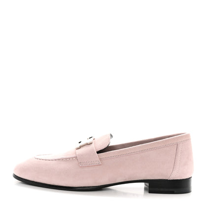 Hermes Suede Goatskin Paris Loafers 35.5 Rose Porcelaine 1 of 9