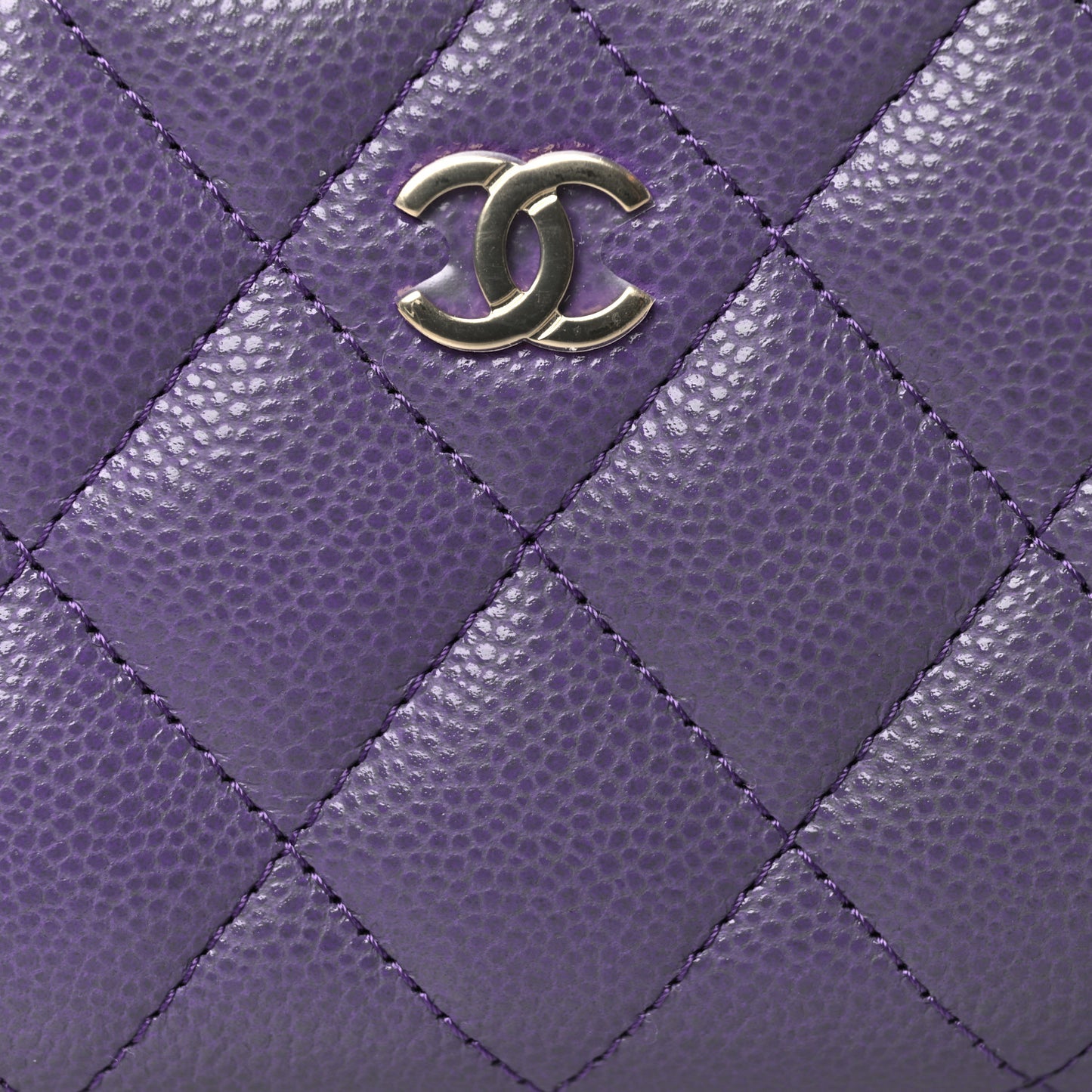 Caviar Quilted Zip Coin Purse Purple