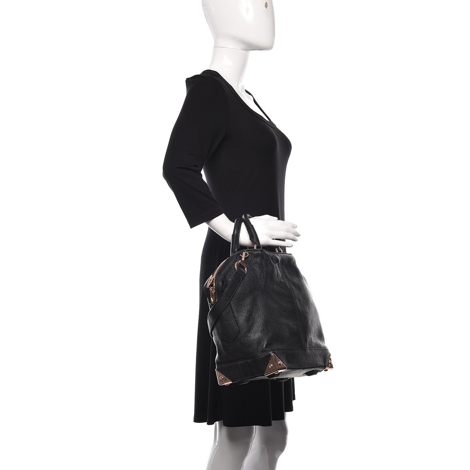 Alexander Wang Pebbled Calfskin Small Emile Soft Black Rose Gold Hardware 2 of 11