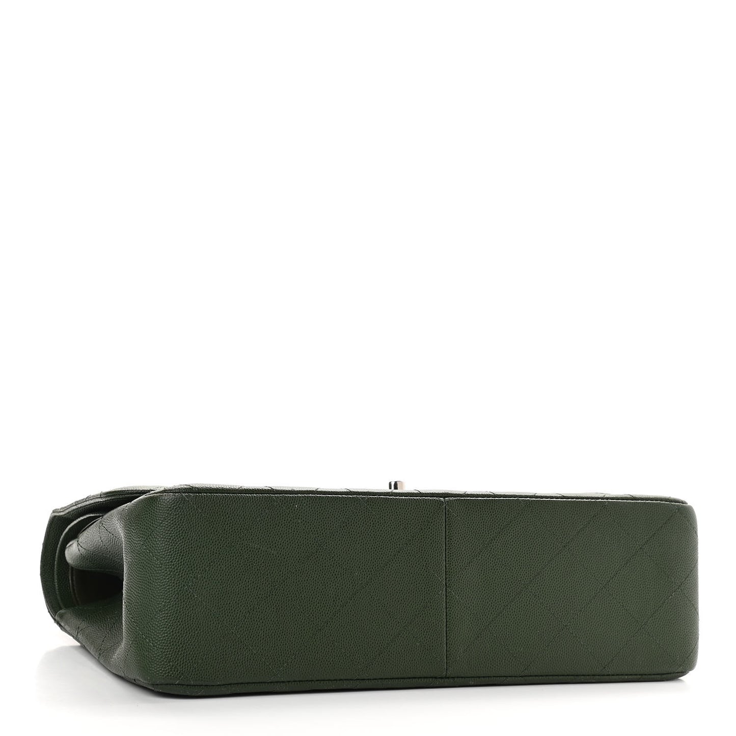 Caviar Quilted Jumbo Double Flap Dark Green