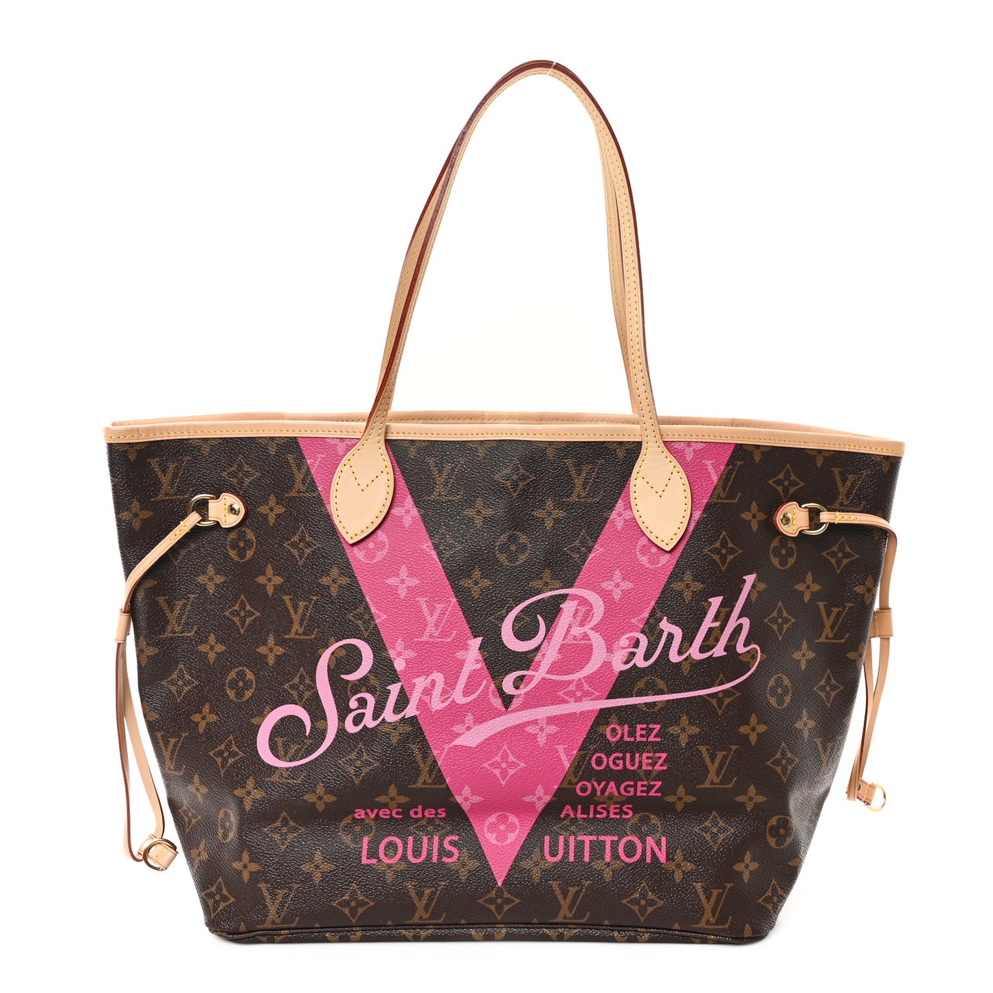 Monogram Saint Barth V Neverfull MM Hot Pink