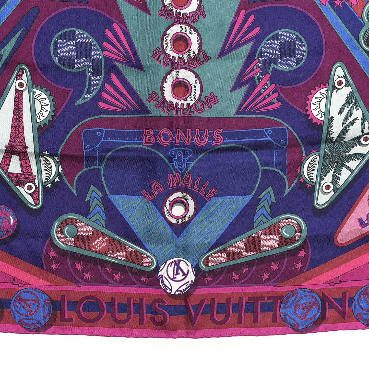 Silk Damier Carre Pinball Square Scarf Magenta
