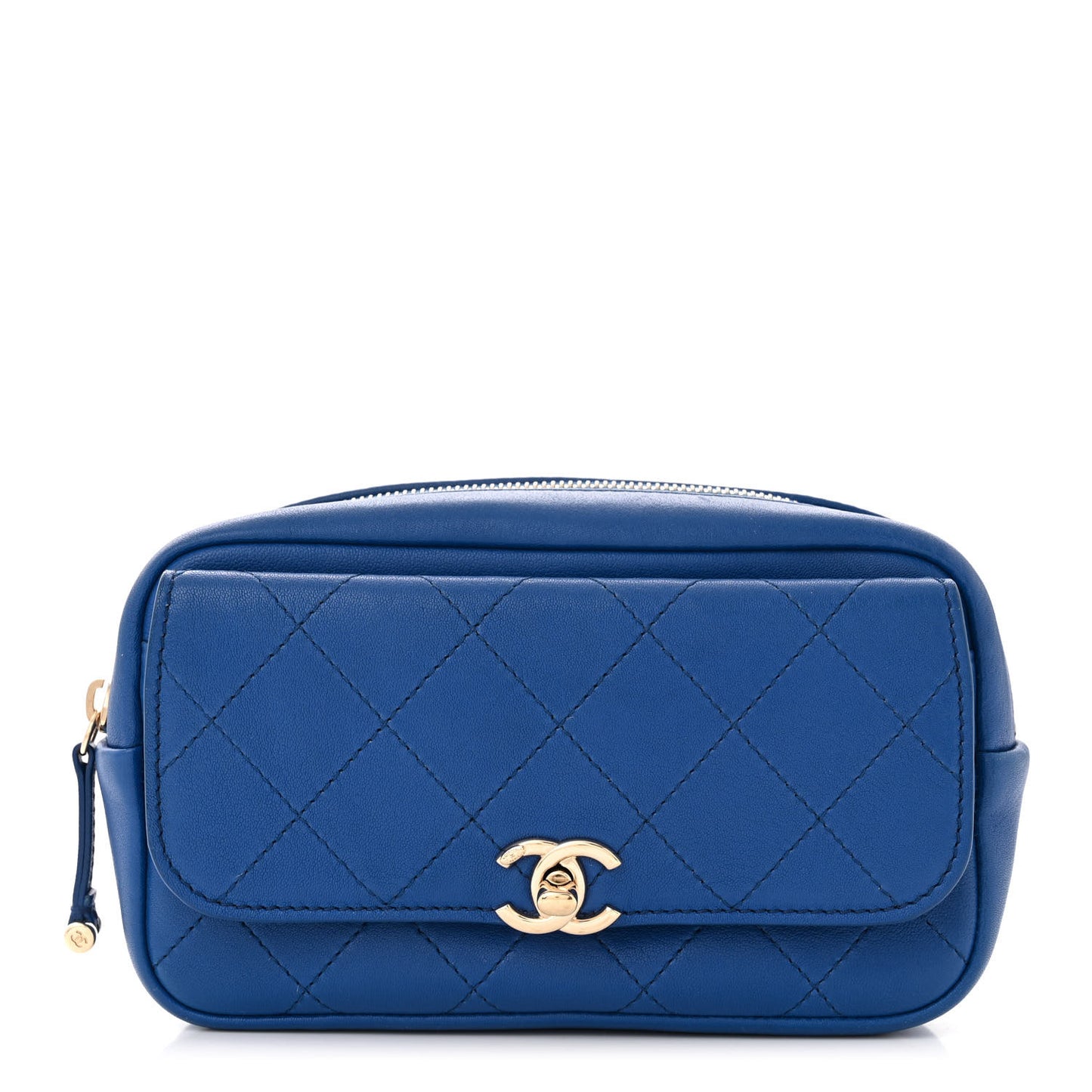 Calfskin Casual Trip Waist Bag Blue