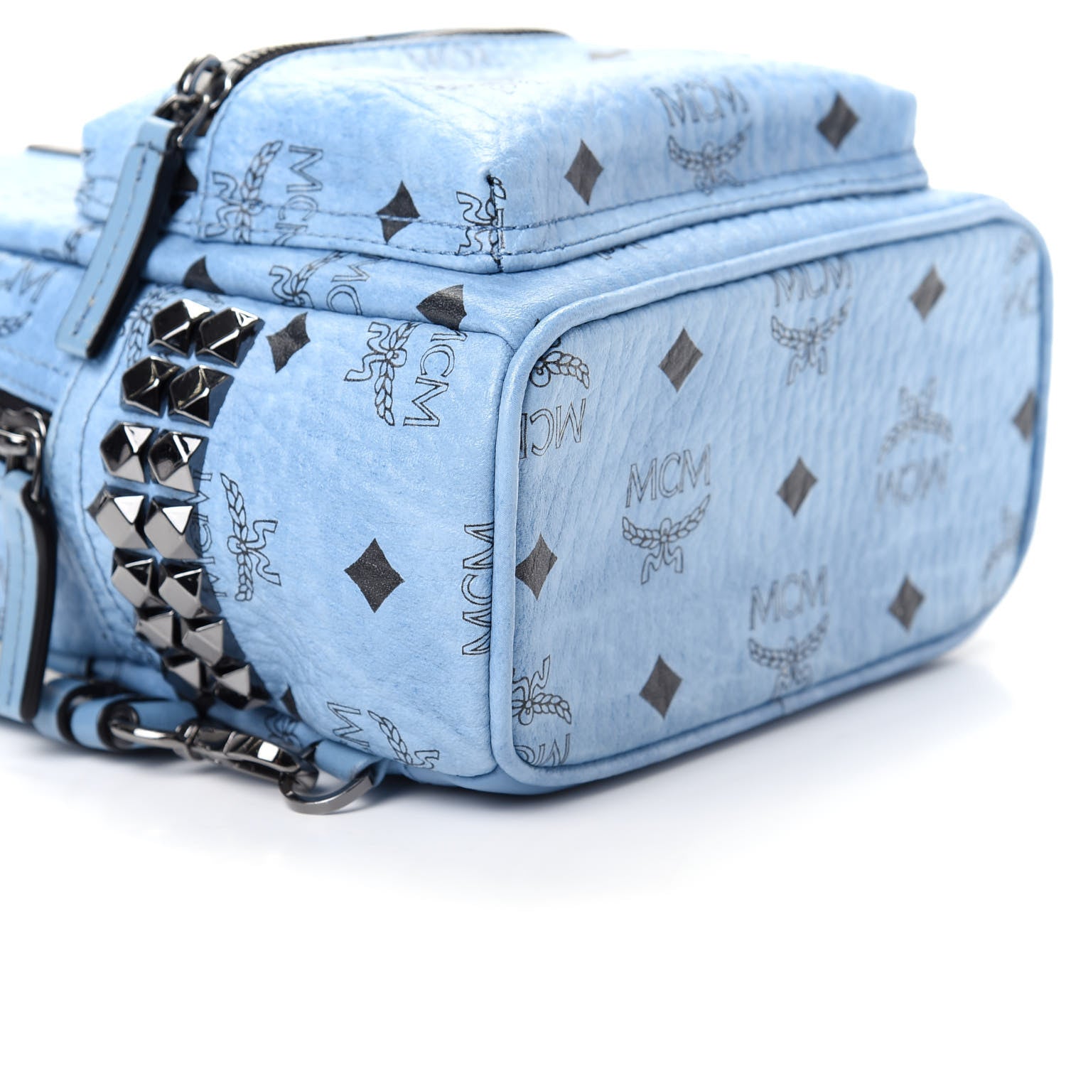 MCM Visetos Side Stud X-Mini Stark Bebe Boo Backpack Blue 5 of 10