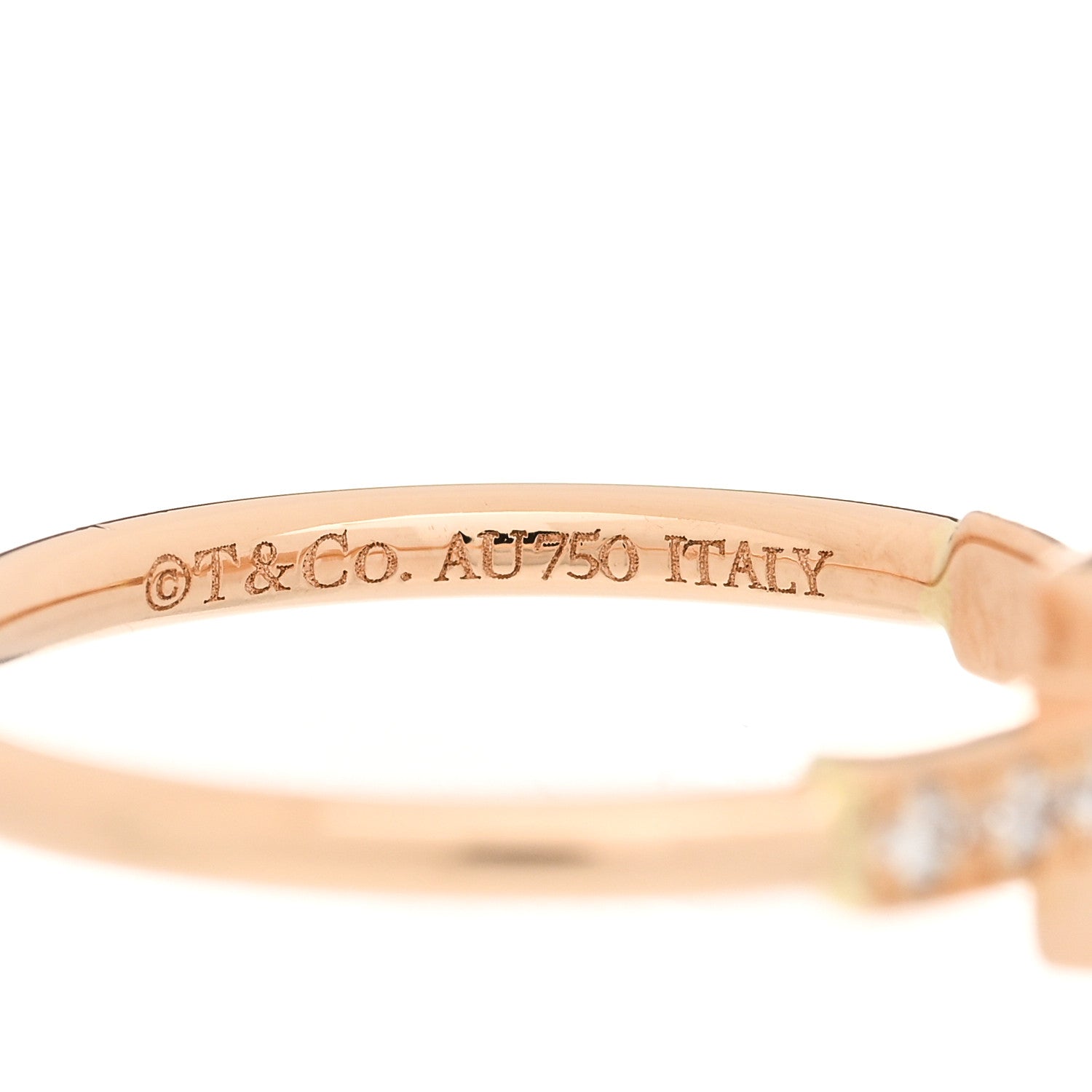 Tiffany 18K Rose Gold Diamond T Wire Ring 49 5 4 of 5