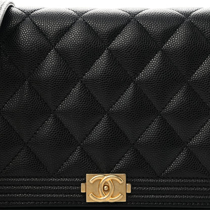 Chanel Caviar Quilted Boy Wallet On Chain WOC Black 9 of 13