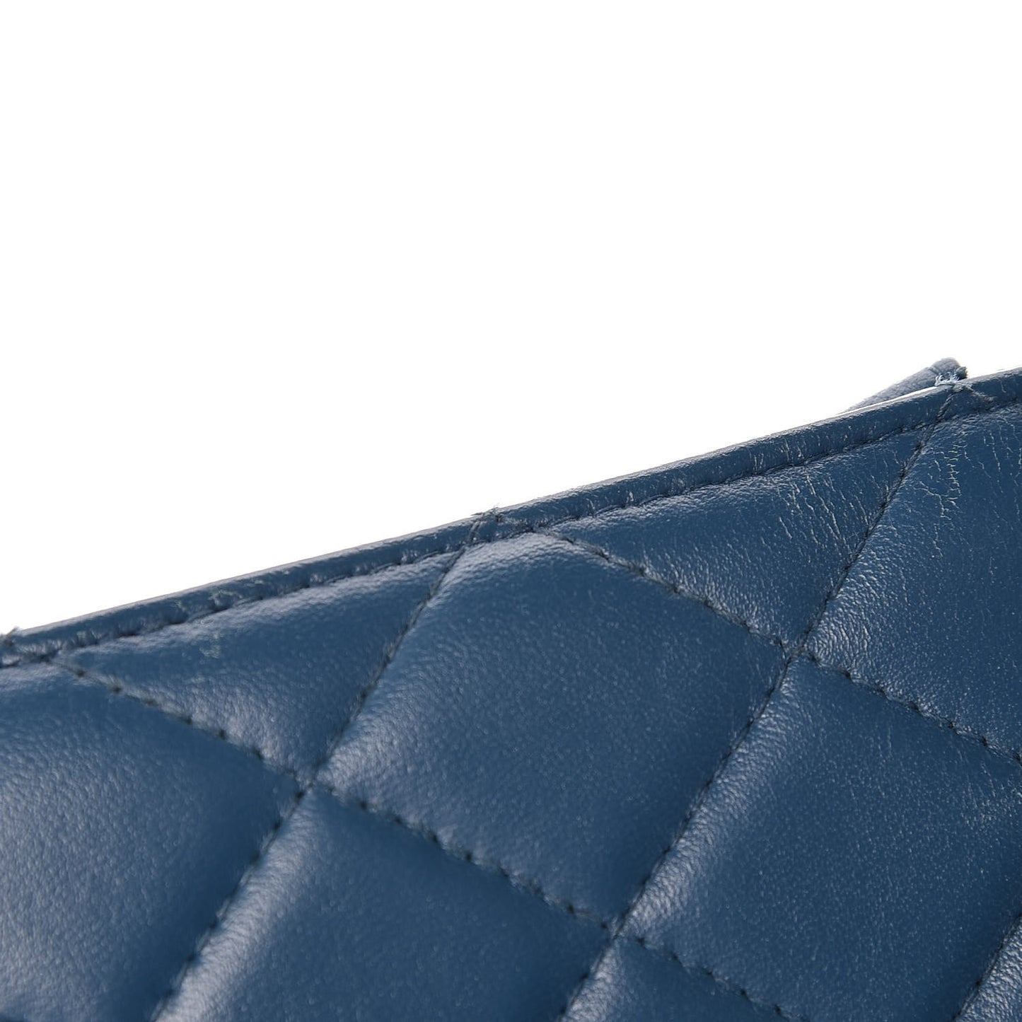 Lambskin Quilted Trendy CC Wallet On Chain WOC Blue