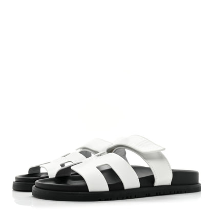 Hermes Calfskin Womens Chypre Sandals 38 White 3 of 9