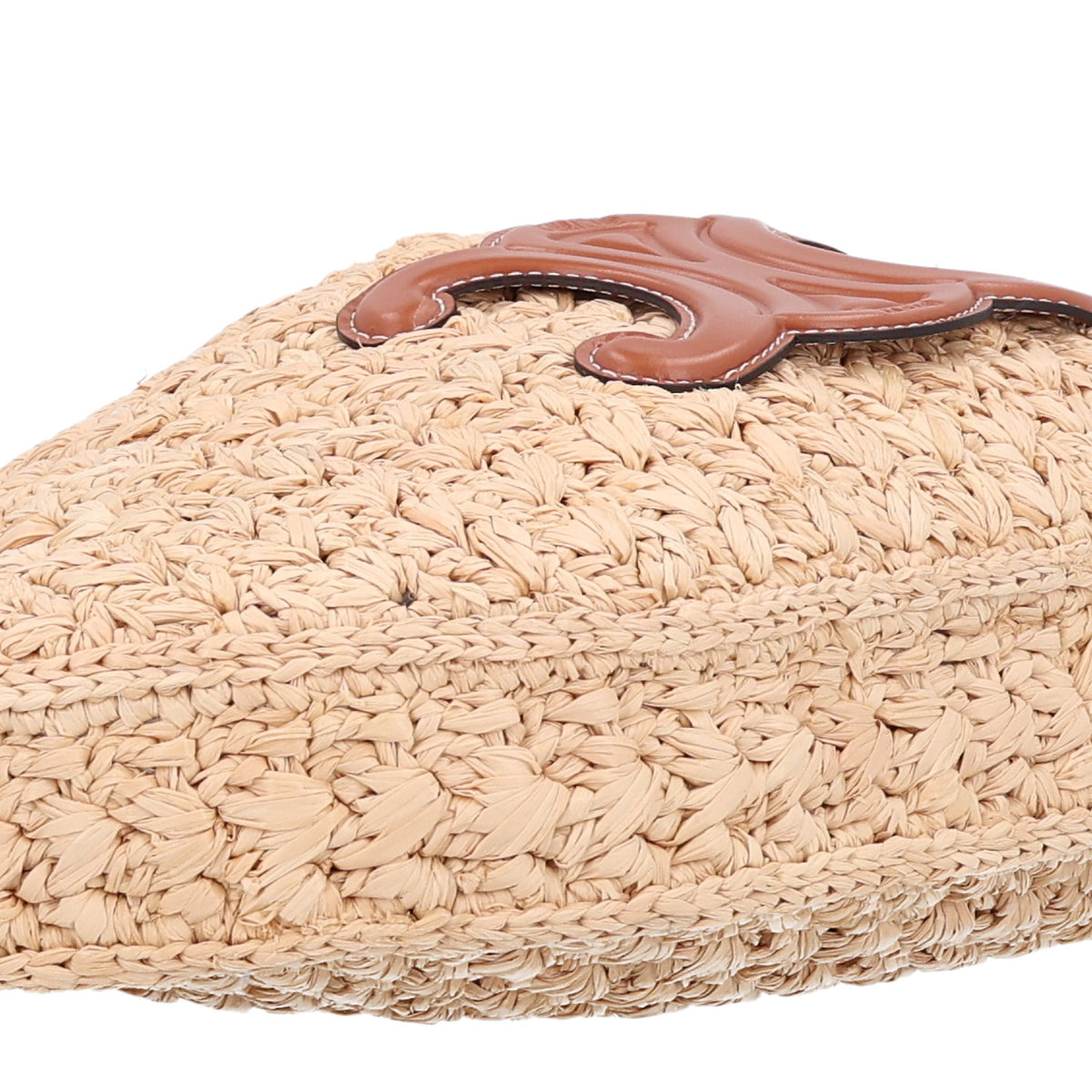 Celine Raffia Calfskin Triomphe Panier Hobo Bag Natural Tan 9 of 10