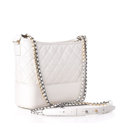 Chanel Patent Goatskin Quilted Medium Gabrielle Hobo White 3 of 11