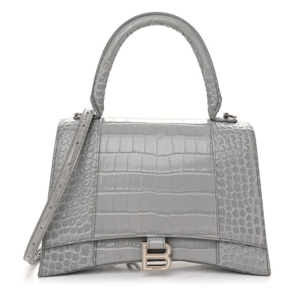 Balenciaga Shiny Calfskin Crocodile Embossed Medium Hourglass Top Handle Bag Balenciaga Grey 1 of 9
