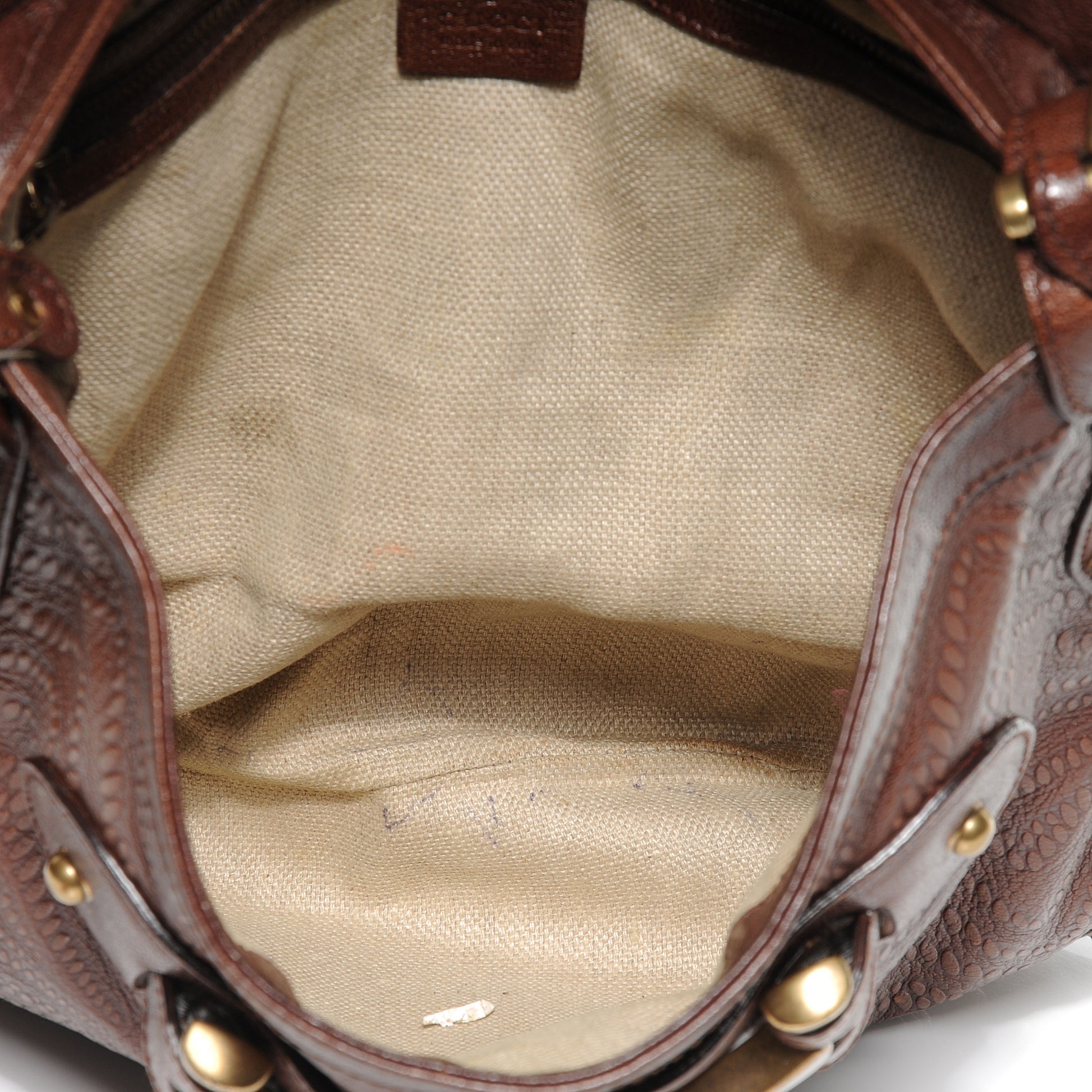Gucci Leather Studded Tooled Pelham Brown 7 of 7