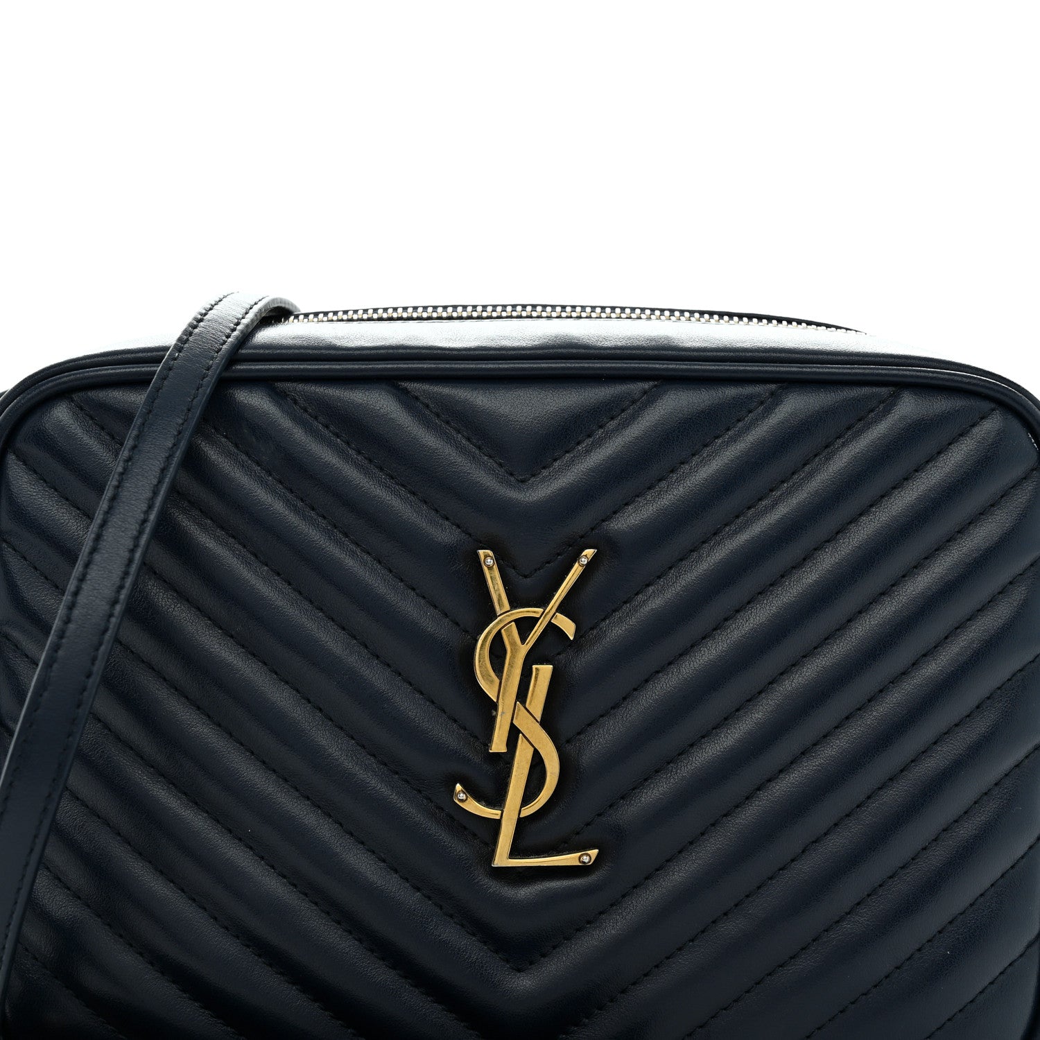 Saint Laurent Calfskin Matelasse Monogram Lou Camera Bag Navy 8 of 12