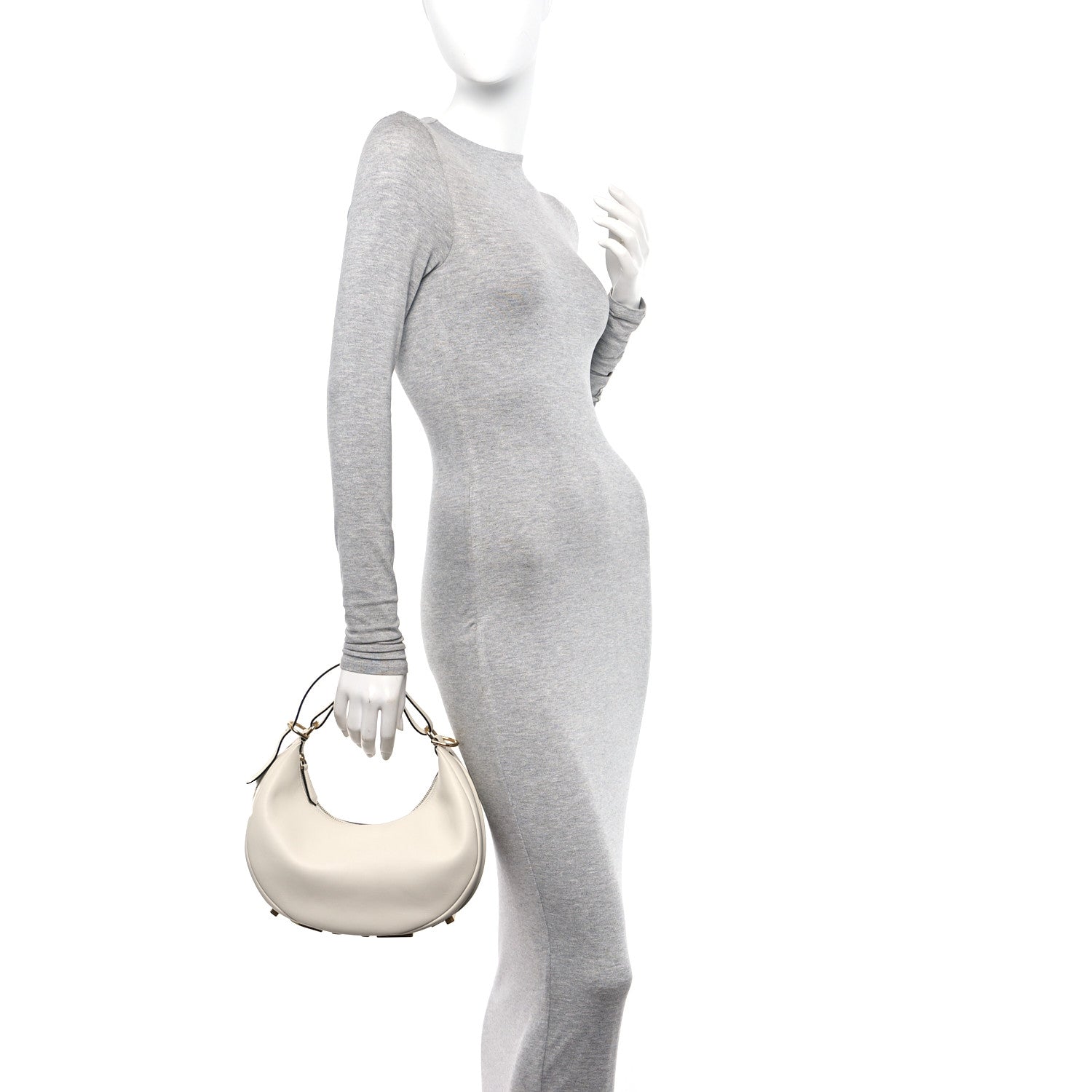 Fendi Vitello Grace Matte Small Fendigraphy Hobo Bag White Ice 2 of 10