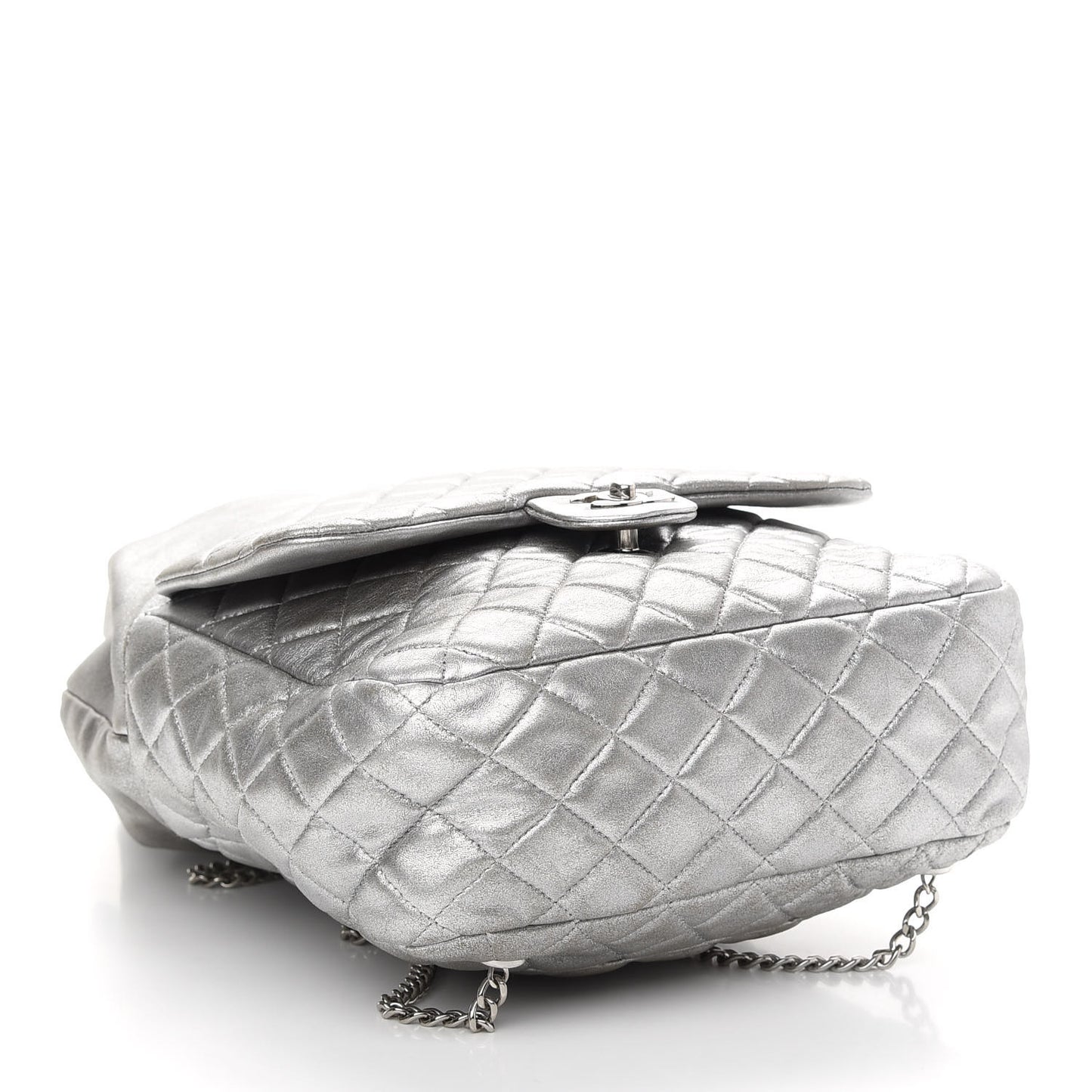 Metallic Lambskin Quilted Large In Seoul Backpack Silver