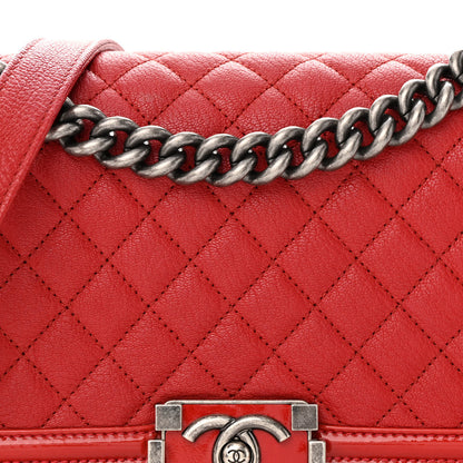 Chanel Goatskin Quilted Patent Medium Duo Boy Flap Red 8 of 10