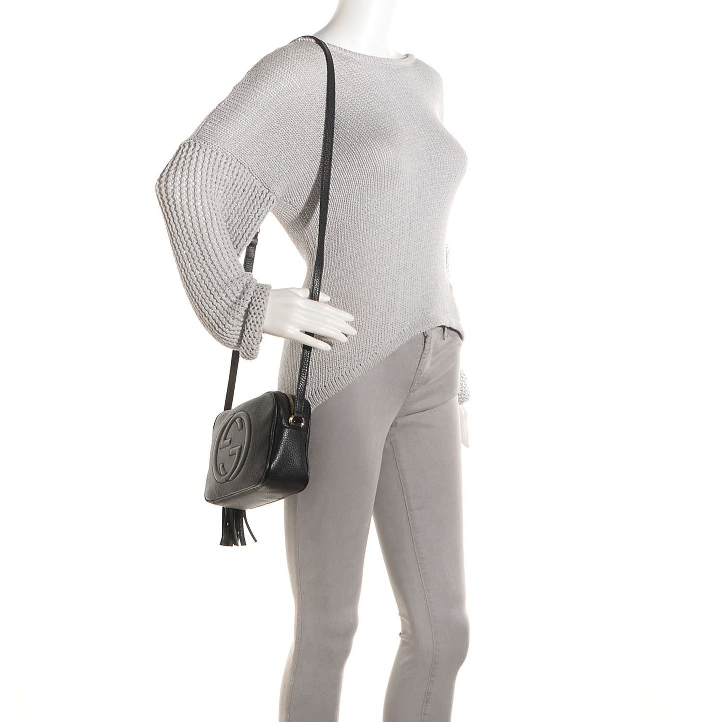 Pebbled Calfskin Small Soho Disco Bag Black