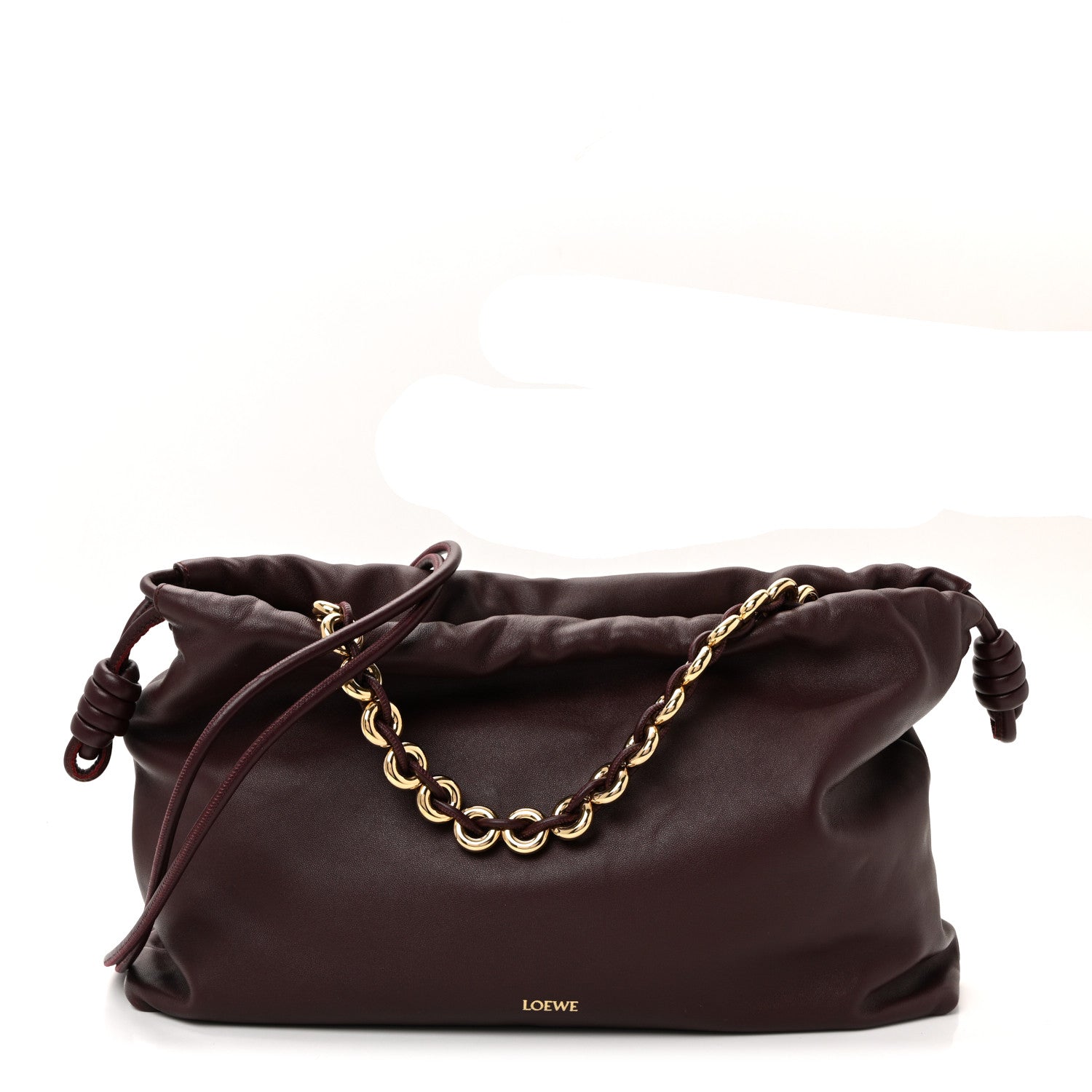 Loewe Mellow Nappa Donut Chain Large Flamenco Knot Clutch Dark Burgundy 1 of 10