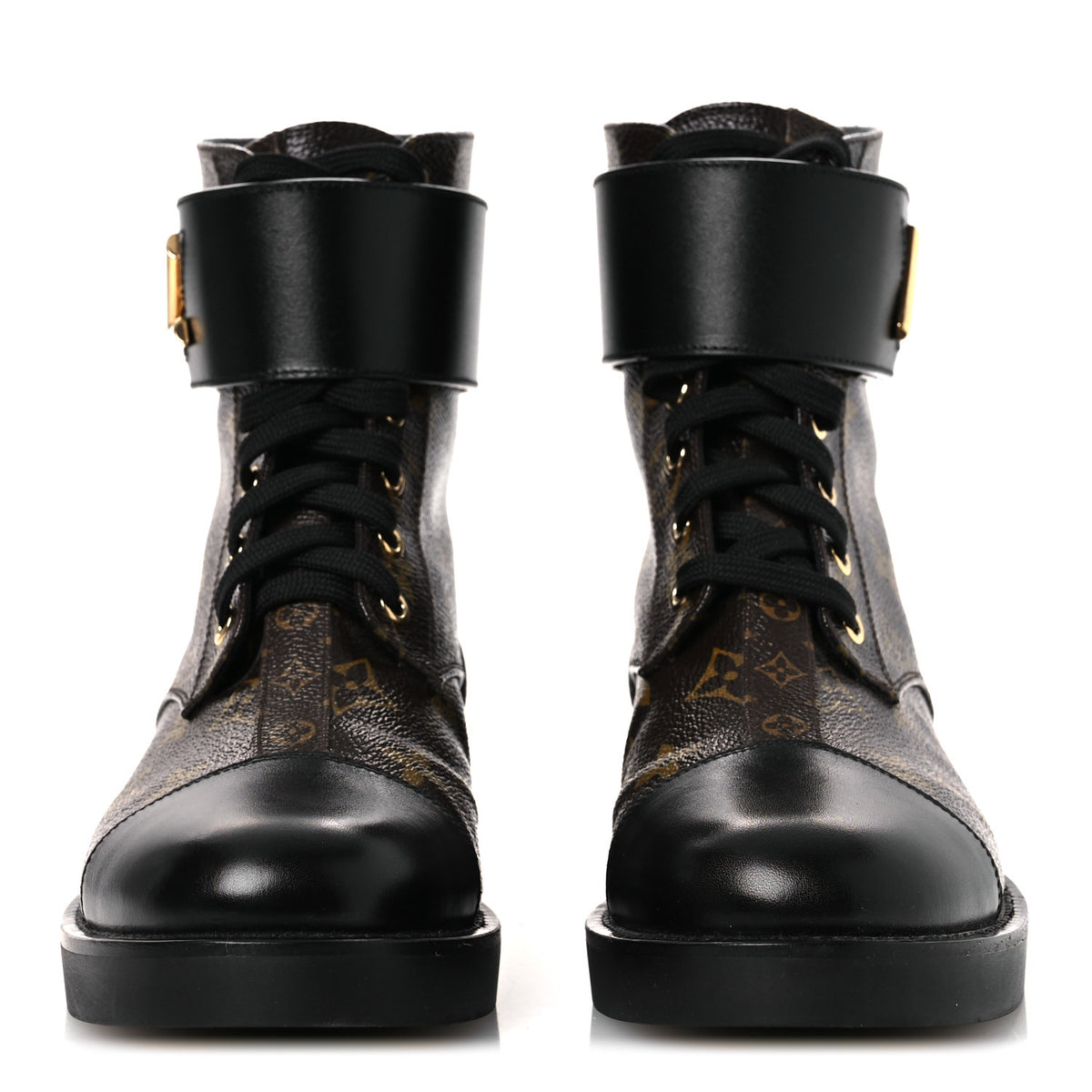 Calfskin Monogram Wonderland Flat Ranger Boots 37.5 Black