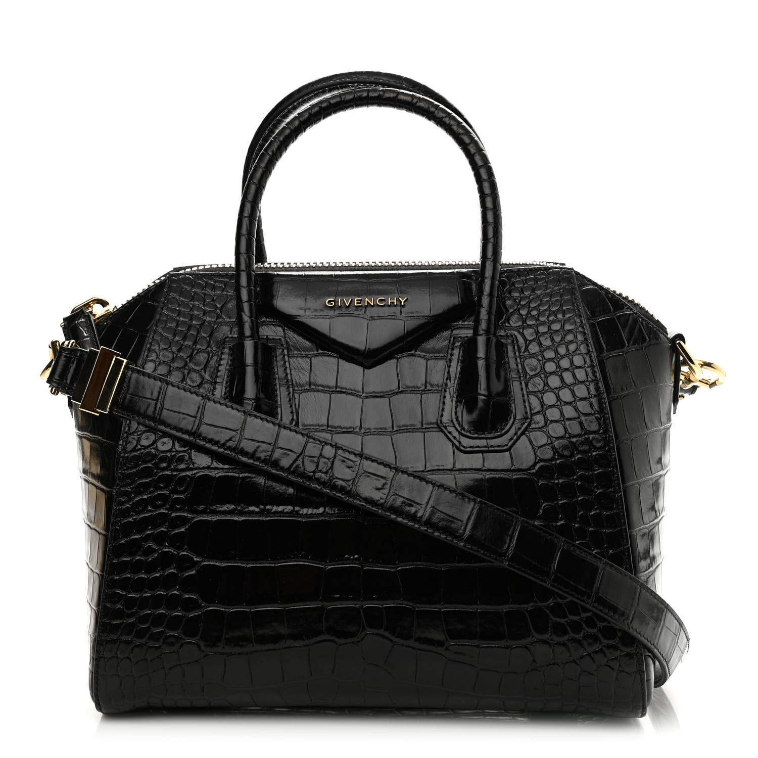 Givenchy Calfskin Crocodile Embossed Small Antigona Black 1 of 9