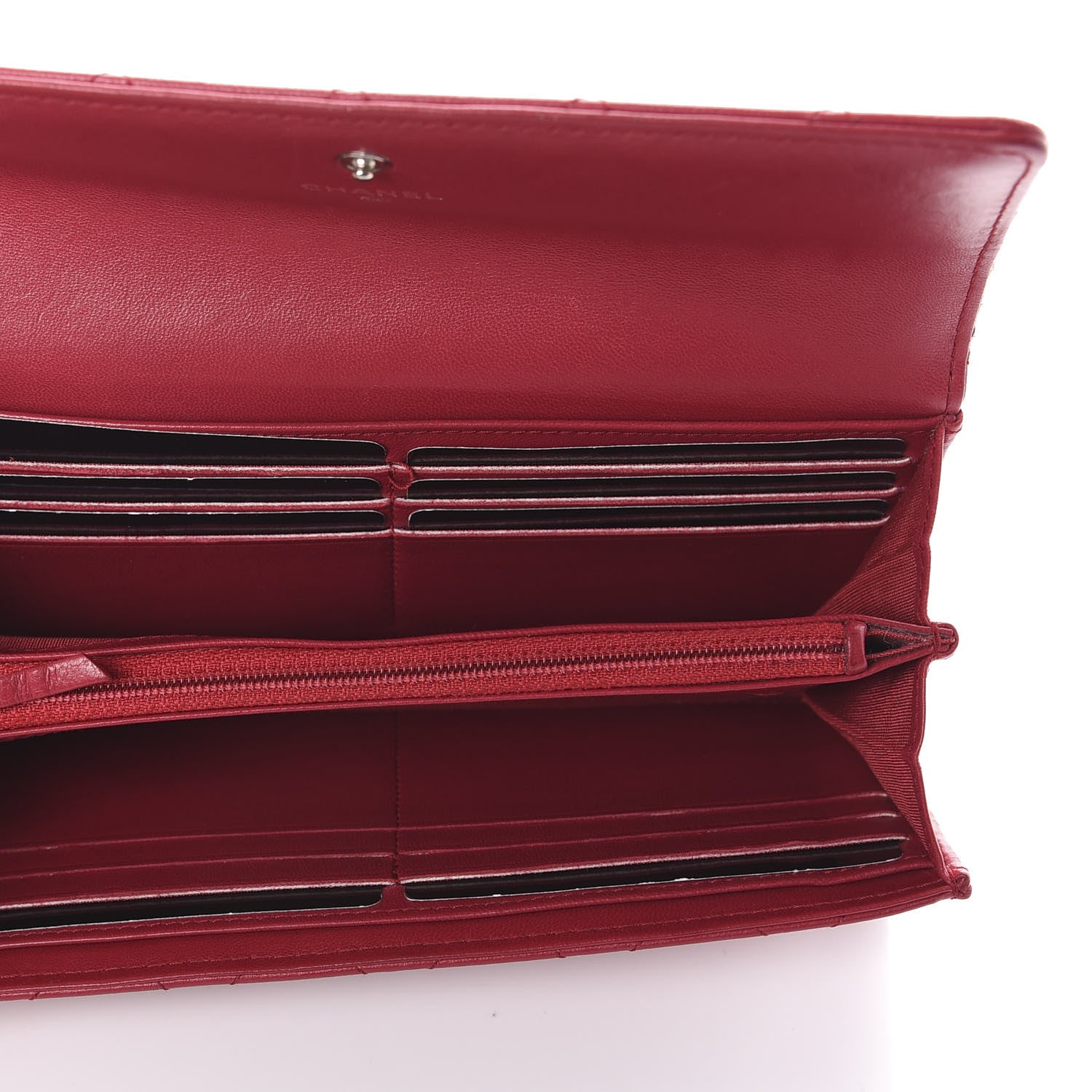 Chanel Calfskin Diamond Stitch Large Gusset Flap Wallet Dark Pink 5 of 7