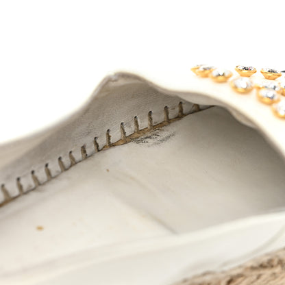 Chanel Patent Calfskin Crystal CC Espadrilles 37 White Black 9 of 16