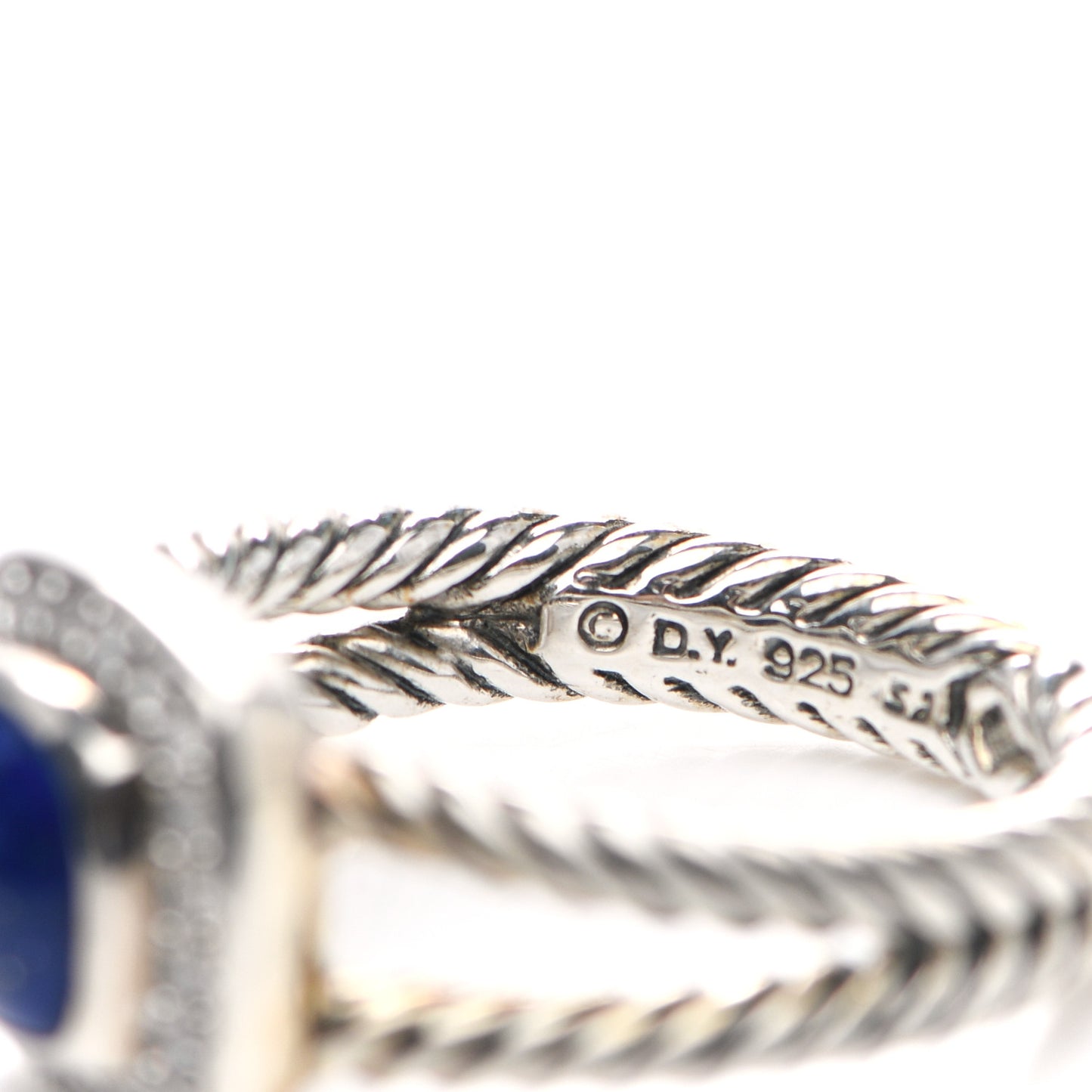 Sterling Silver Diamond Lapis Lazuli 7mm Petite Albion Ring 54 7